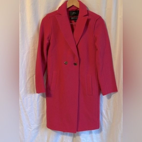 J.Crew Daphne Italian Boiled Wool Topcoat in Pink Bright Rose - Size 8 - Picture 5 of 10
